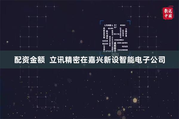 配资金额  立讯精密在嘉兴新设智能电子公司