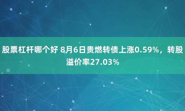 股票杠杆哪个好 8月6日贵燃转债上涨0.59%，转股溢价率27.03%