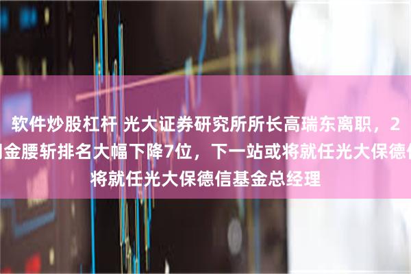 软件炒股杠杆 光大证券研究所所长高瑞东离职，2024年分仓佣金腰斩排名大幅下降7位，下一站或将就任光大保德信基金总经理