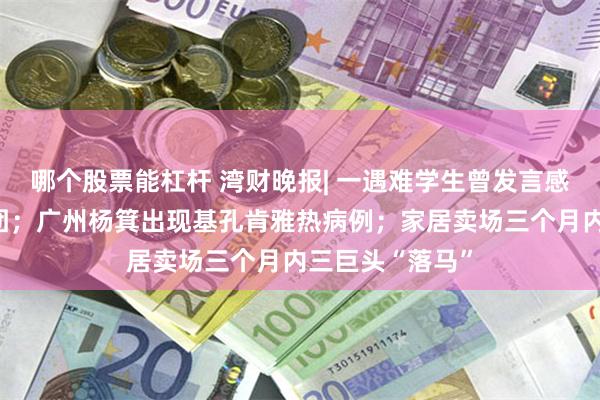 哪个股票能杠杆 湾财晚报| 一遇难学生曾发言感谢中国黄金集团;广州杨箕出现基孔肯雅热病例;家居卖场三个月内三巨头“落马”