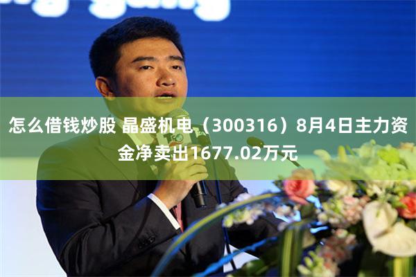 怎么借钱炒股 晶盛机电（300316）8月4日主力资金净卖出1677.02万元