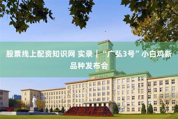 股票线上配资知识网 实录┃“广弘3号”小白鸡新品种发布会