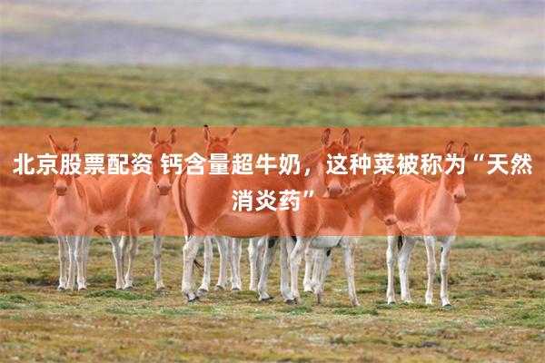 北京股票配资 钙含量超牛奶，这种菜被称为“天然消炎药”