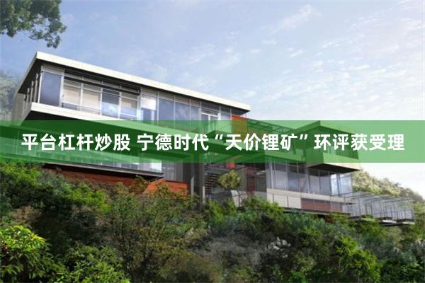 平台杠杆炒股 宁德时代“天价锂矿”环评获受理