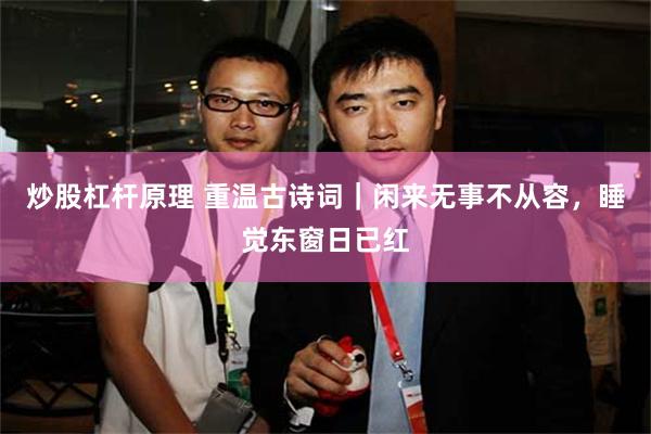炒股杠杆原理 重温古诗词｜闲来无事不从容，睡觉东窗日已红