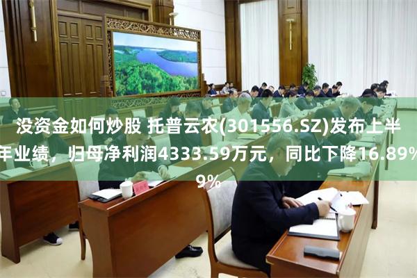 没资金如何炒股 托普云农(301556.SZ)发布上半年业绩，归母净利润4333.59万元，同比下降16.89%