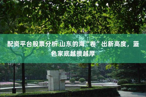 配资平台股票分析 山东的海“卷”出新高度，蓝色家底越攒越厚
